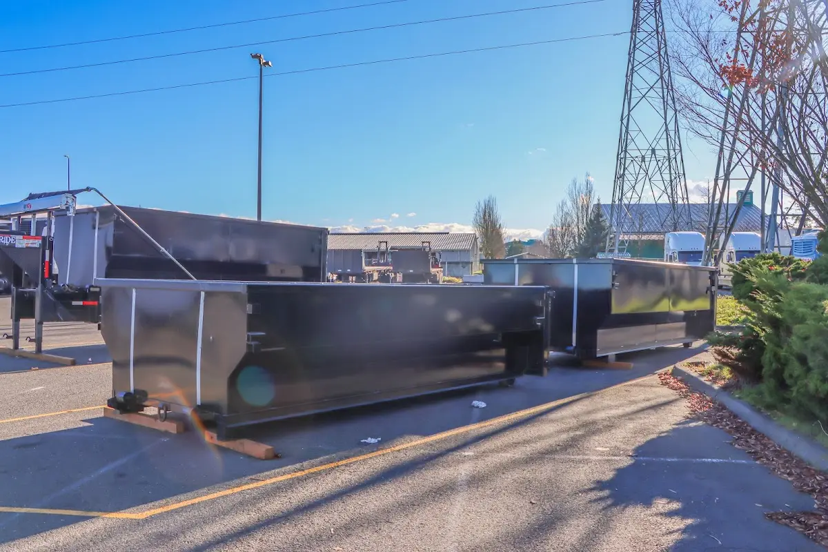 Roll-off dumpster ready for waste disposal at job site for 12 Yard Dumpster Rental in Northbrook